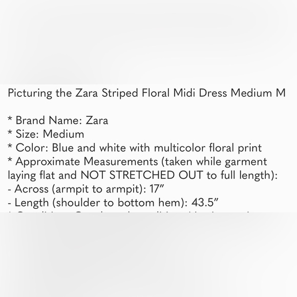 Zara Striped Floral Midi Dress Medium M - Picture 16 of 16